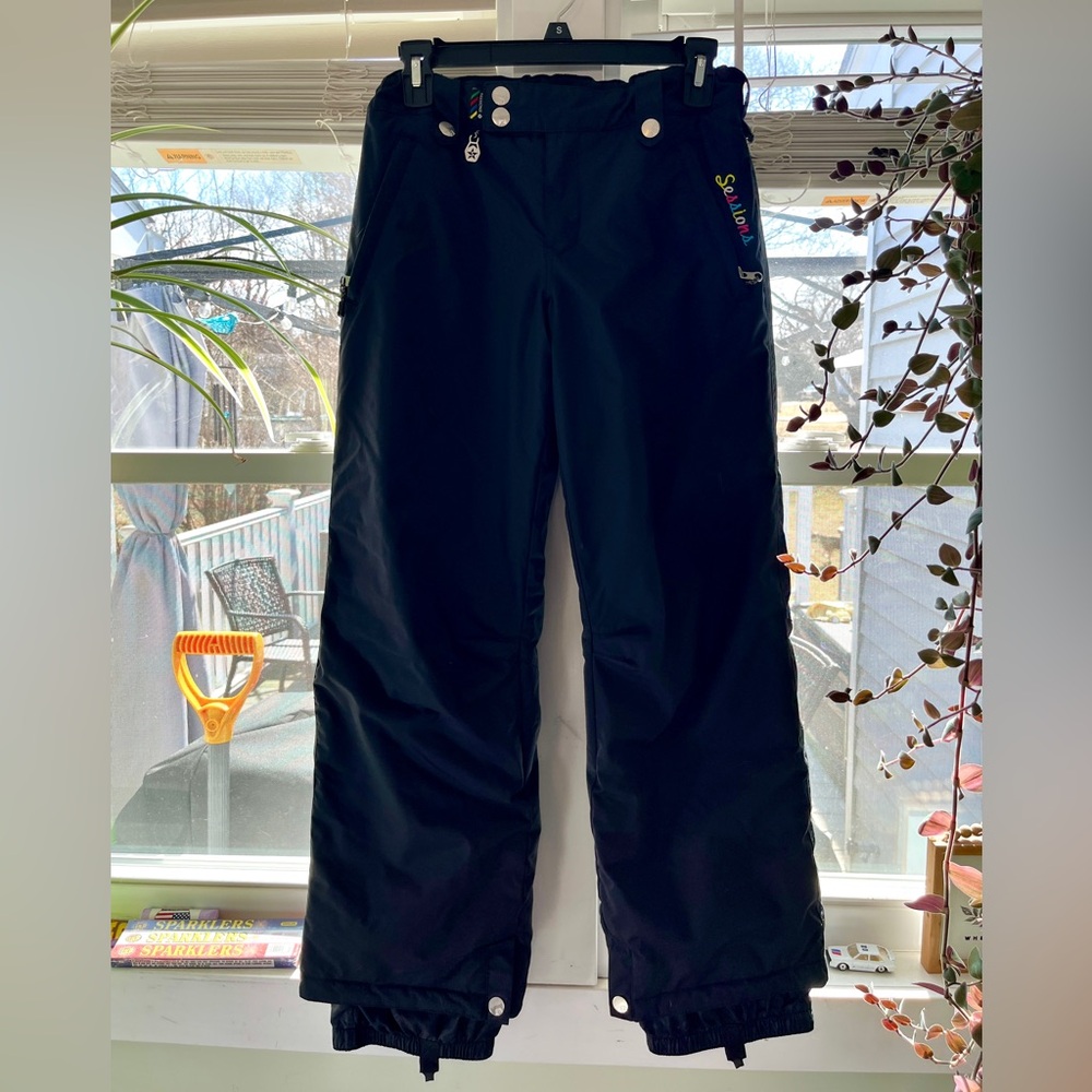 Girls Ski / Snow Pants Size Large Sessions STAR Black & Floral